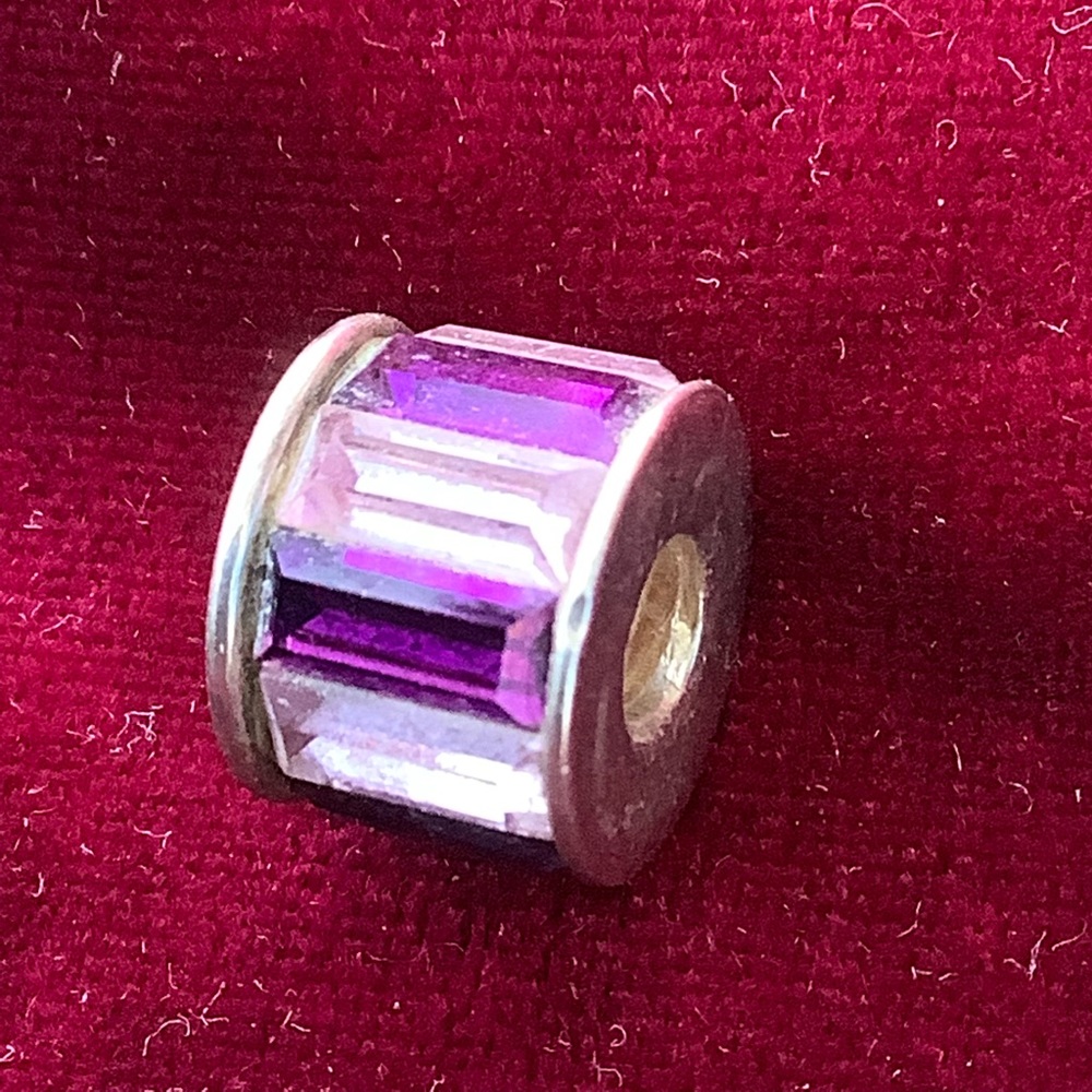 Chamilia charm, .925 sterling silver with Purple & Pink Swarovsky crystals